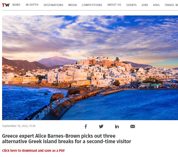 Travel Weekly: Η Νάξος στην κορυφή των πρoορισμών για repeaters!