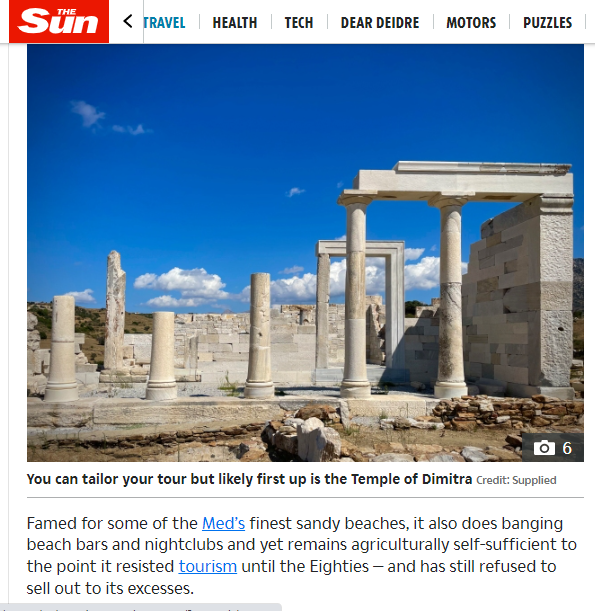 Article dedicated to Naxos Island on the Sun