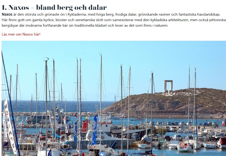Article dedicated to Naxos and Koufonisia in Sweden