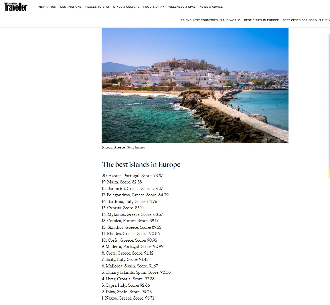Naxos, the best island in Europe according to the readers of Conde Nast Traveller!